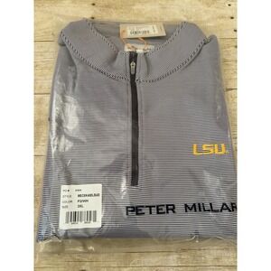Peter Millar LSU Tigers Pullover Mens Perth Performance Quarter Zip 3xl Stripe